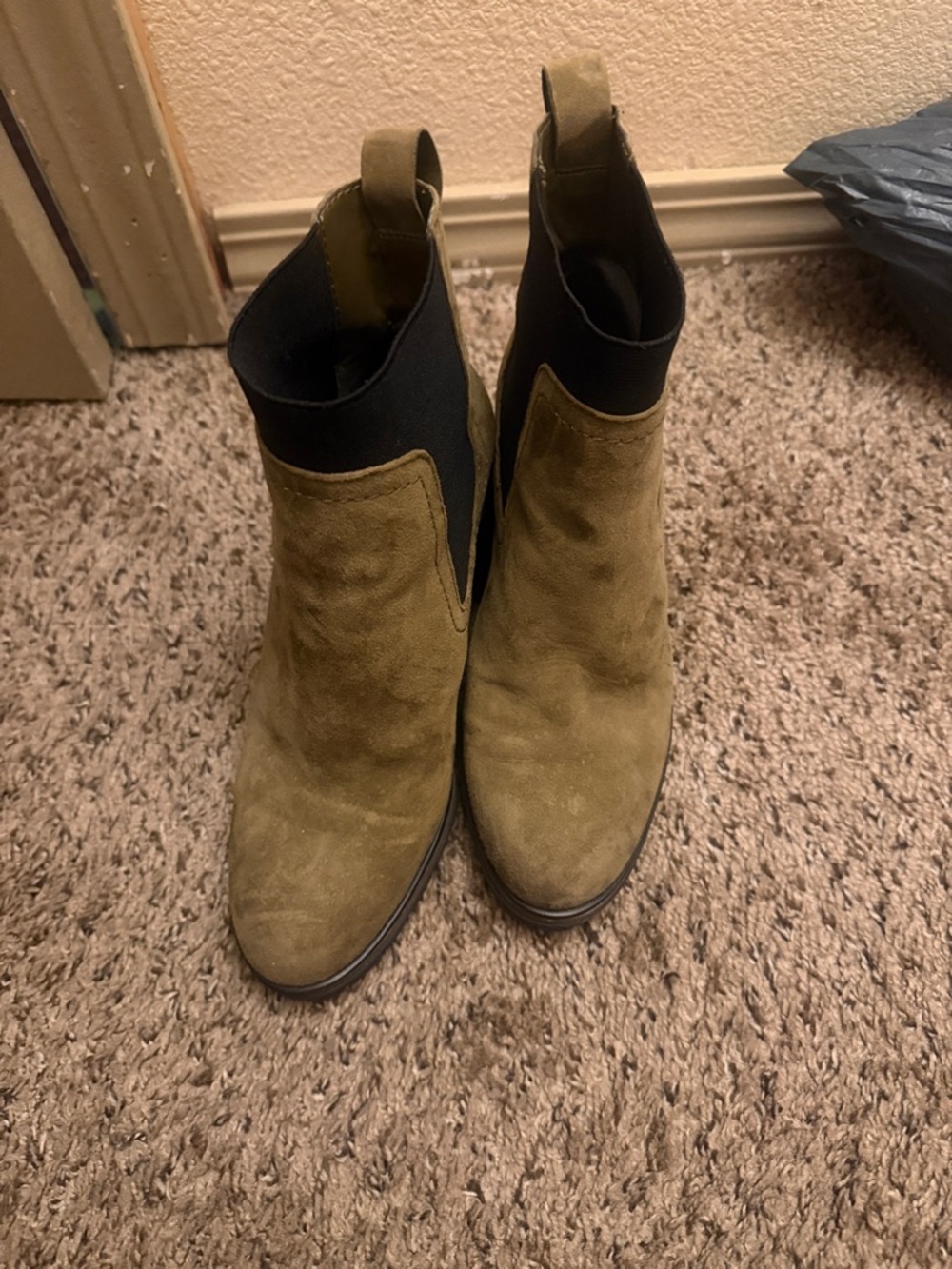 Vince Camuto Olive Suede Chelsea Booties